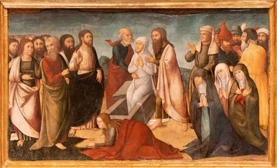 Foto auf Acrylglas VALENCIA, SPAIN - FEBRUAR 14, 2022: The painting  of Resurrection of Lazarus in the Cathedral - Basilica of the Assumption of Our Lady by Nicolas Falco from 16. cent. © Renáta Sedmáková