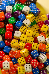 Many six-sided dice of different colors