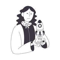 Woman holding rocket