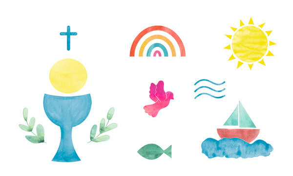 Symbole für Taufe und Erstkommunion