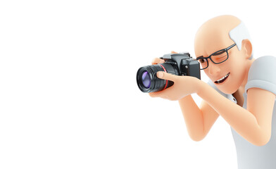 3d senior man taking photo with camera