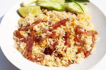 Fried rice with chinese sausage.