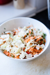 Raw salad, carrot, dill, sour cabbage, healthy diet, vegan, vegetarian