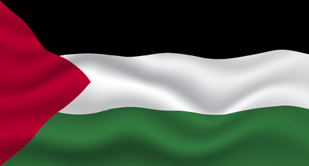 Waved palestine flag. Vector realistic illustration of Palestine flag. Vector illustration