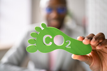 Carbon Dioxide Footprint Sign. Co2 Reduction