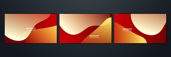 Fototapeta premium Red background with orange and yellow color composition in abstract. Abstract backgrounds with a combination of lines and circle dots can be used for your ad banners, sale banner template, and more