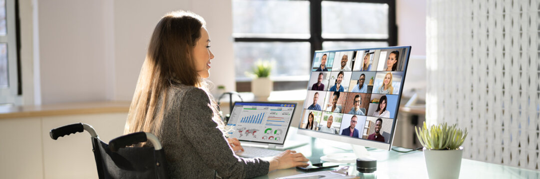 Woman In Virtual Telework Webinar