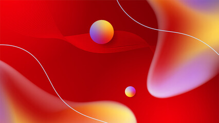 Red background with orange and yellow color composition in abstract. Abstract backgrounds with a combination of lines and circle dots can be used for your ad banners, sale banner template, and more