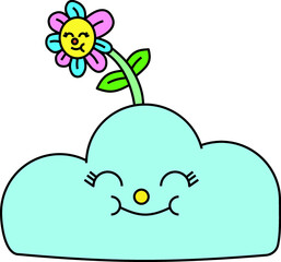 Adorable cloud with flower