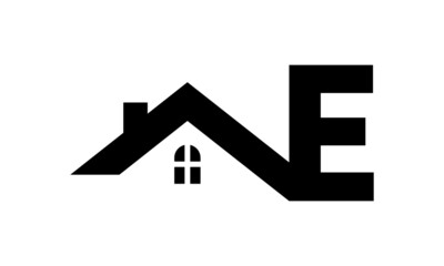 simple home letter E logo