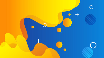 Blue background with orange and yellow color composition in abstract. Abstract backgrounds with a combination of lines and circle dots can be used for your ad banners, sale banner template, and more