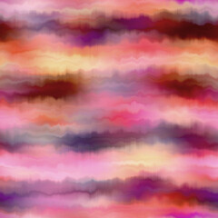 Bleed stripe summer tie dye batik beach wear pattern. Seamless variegated gradient space dyed shibori effect. Washed out painterly trendy fashion print background. 