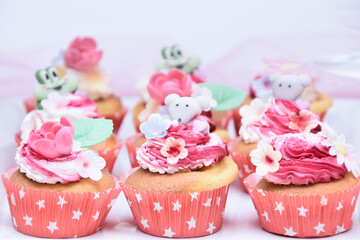 Tasty cupcakes , pink desert for girl
