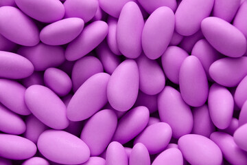 Confetto chocolate , almond candies, mauve almond sweets 