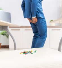 Fototapeta premium The office prank with sharp thumbtacks on chair
