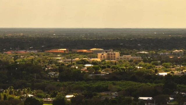 Aerial zoom telephoto video HCA Florida St Lucie Hospital