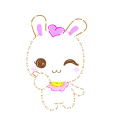 Kawaii bunny set  clip art, Cute cartoon rabbits, vector, illustration.