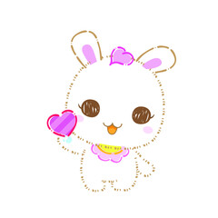 Kawaii bunny set  clip art, Cute cartoon rabbits, vector, illustration.