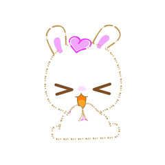 Kawaii bunny set  clip art, Cute cartoon rabbits, vector, illustration.