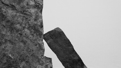 A Small Rock Leaning Against a Large Boulder, Showing Fine Close Detail to the Natural Stone...