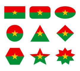 burkina set of flags with geometric shapes