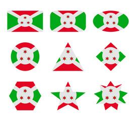 burundi set of flags with geometric shapes