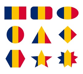 chad set of flags with geometric shapes