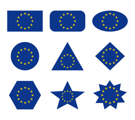european union set of flags with geometric shapes