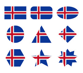 iceland set of flags with geometric shapes