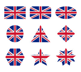 united kingdom set of flags with geometric shapes