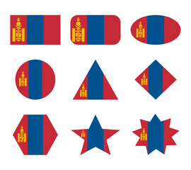 mongolia set of flags with geometric shapes