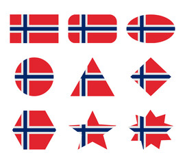 norway set of flags with geometric shapes