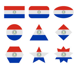 paraguay set of flags with geometric shapes