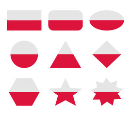 poland set of flags with geometric shapes