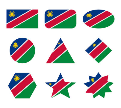 namibia set of flags with geometric shapes