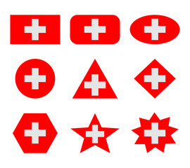 switzerland set of flags with geometric shapes