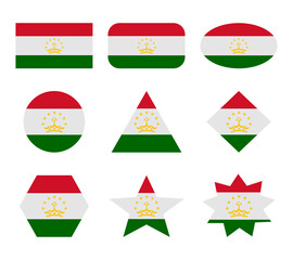 tajikistan set of flags with geometric shapes