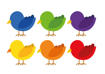 Simple Cartoon Bird Set Colors Icon Clipart