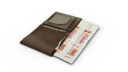 3D rendering of Algerian Dinar 
notes in wallet