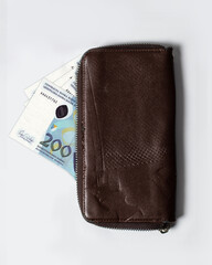 3D rendering of 200 Bosnia and Herzegovina convertible mark notes in purse - obrazy, fototapety, plakaty