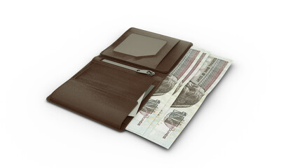 3D rendering of Egyptian pound notes in wallet - obrazy, fototapety, plakaty
