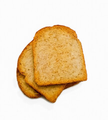 toasted bread slices on a white background