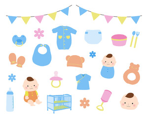 ベビーイラスト素材セット（カラフル）