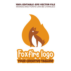 logo fox with fire editable text