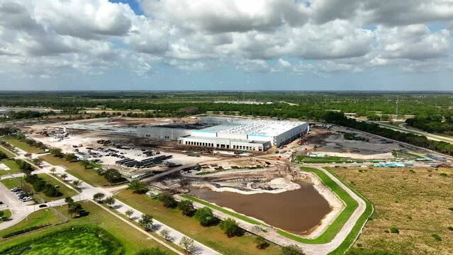 Aerial approach distribution center Florida USA