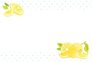 可愛い水玉模様とレモンのフレーム素材