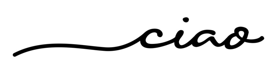 Ciao Hand Drawn Black Vector Calligraphy Isolated on White Background.