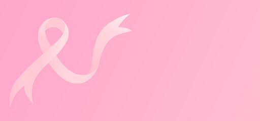 Breast cancer awareness template background with unique pink ribbon and blank space for the text. Vector illustration.