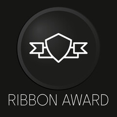 Ribbon award minimal vector line icon on 3D button isolated on black background. Premium Vector.
