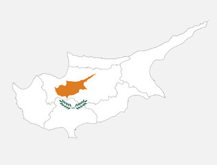 Map of the Cyprus in the colors of the flag with administrative divisions blank